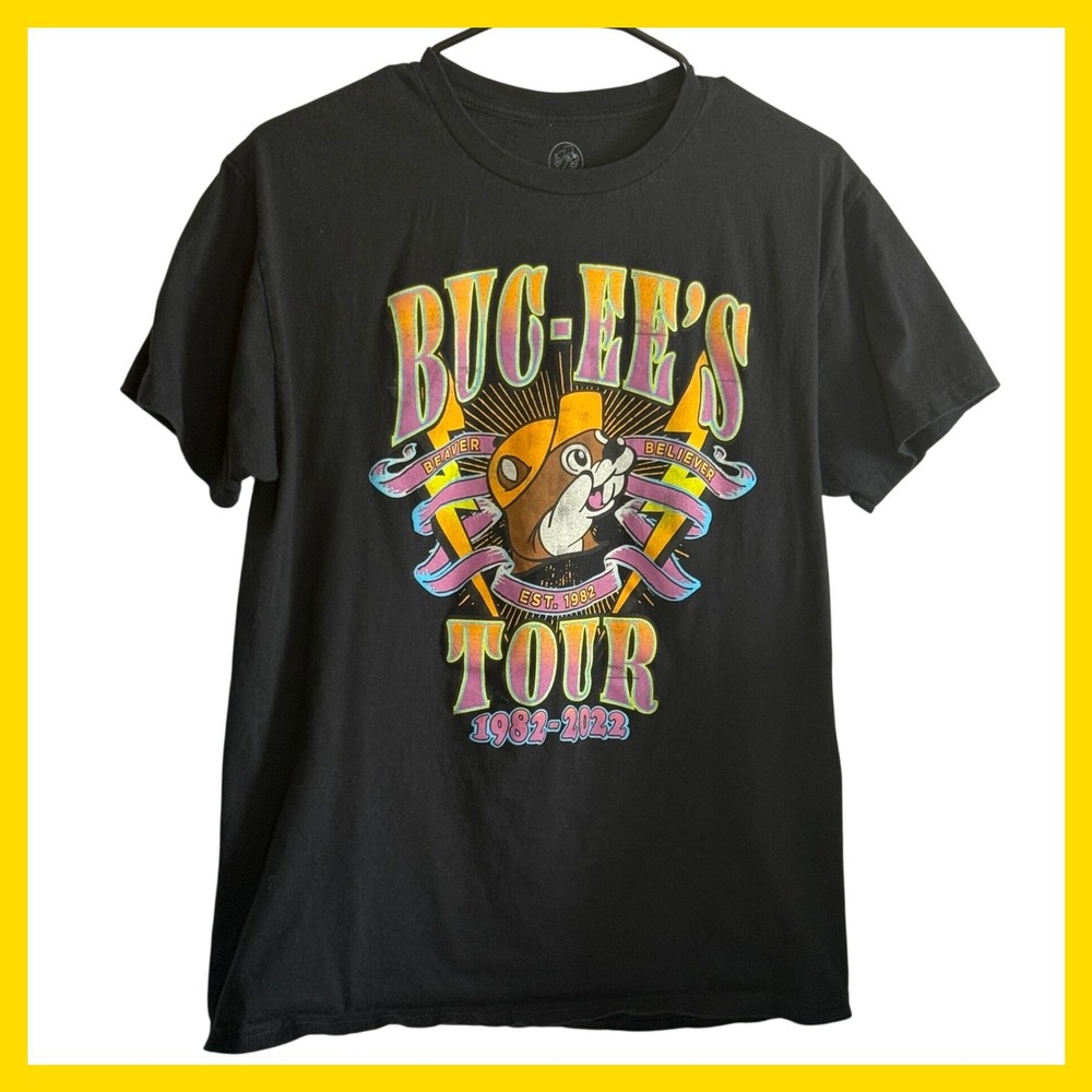 Buc-ee's 40th Anniversary Tour T-Shirt Mens Medium Black 1982-2022 Graphic Tee